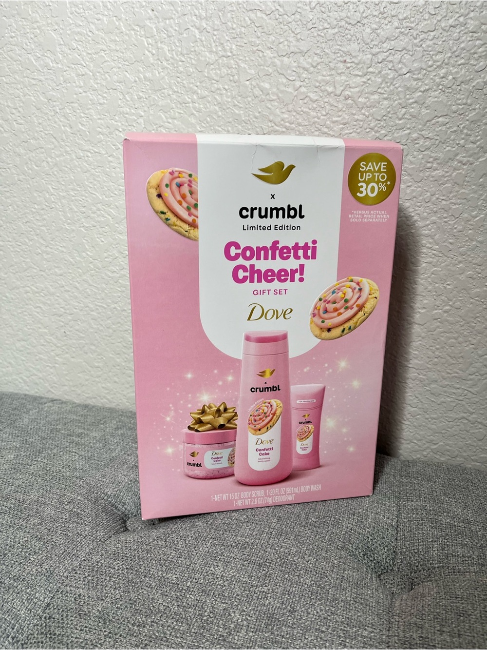 Crumbl Dove Confetti Cheer Limited Edition Gift Set Body Wash Scrub Deodorant - Picture 4 of 4